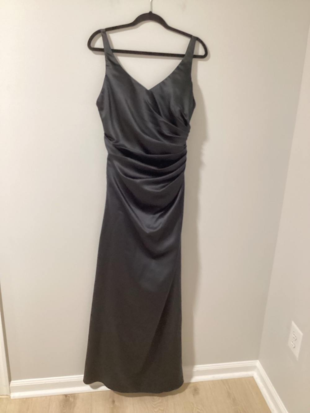 Jessica Black Satin V-Neck Maxi Dress
